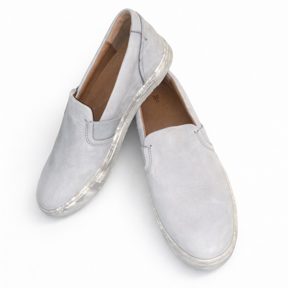 Frye Ivy Slip-On Leather Sneakers Marbled Ice Gray Women’s 7
